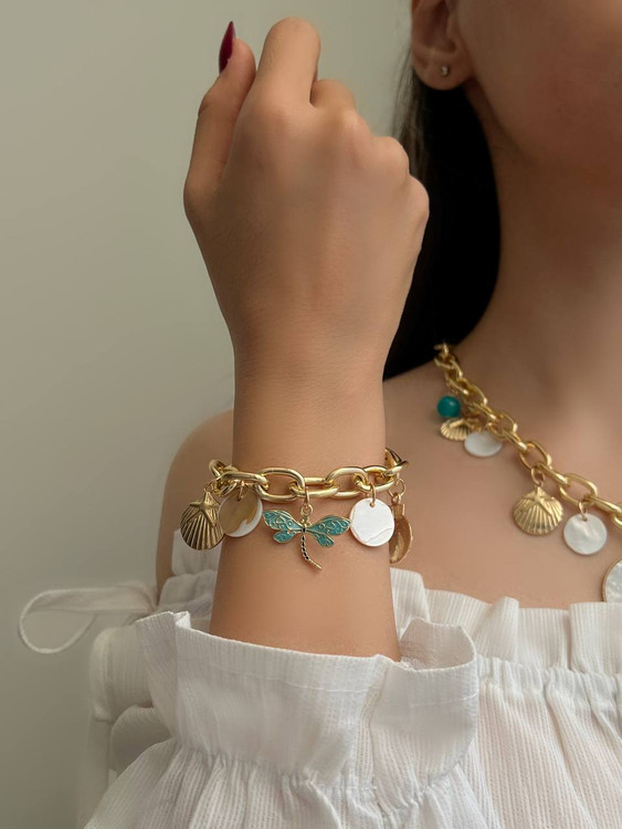 دستبند زنانه مدل صدف و سنجاقک