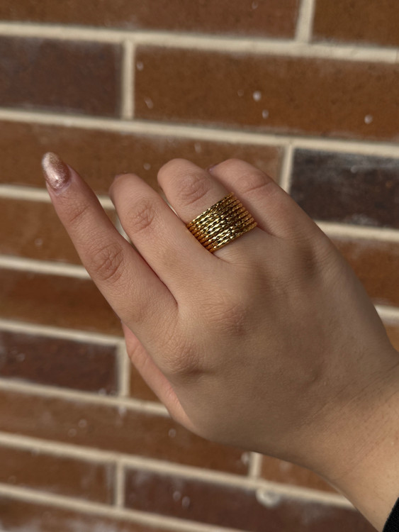 انگشتر زنانه مدل ۹ لاین مفتولی طلایی